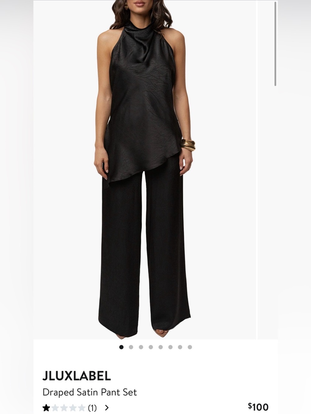 JLUXLABEL Draped Satin Set Black